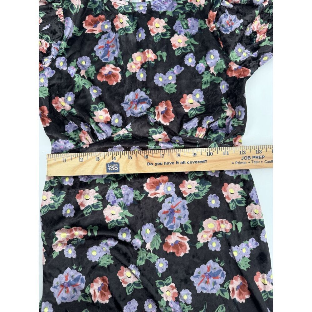 ASOS Maxi Dress Floral Black Velvet Short Sleeve  Keyhole Back Grunge Gown Sz 2 - Picture 8 of 10